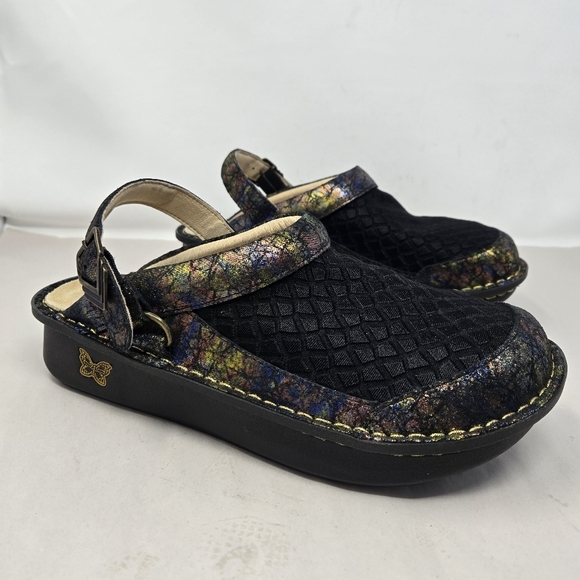 Alegria Seville Sierra Clog Sz 40=9.5 to 10 Colorful Leather & Fabric Upper - Picture 2 of 14